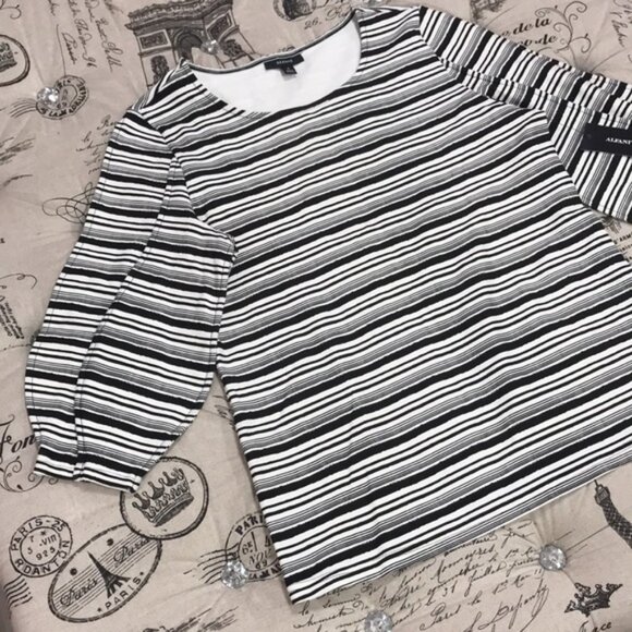 Alfani Striped Balloon-Sleeve Top - Picture 4 of 7